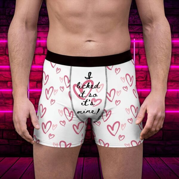 Men Boxer, Heart Valentine I Licked It So Its Mine Underwear Mans, Valentines Day Underpants