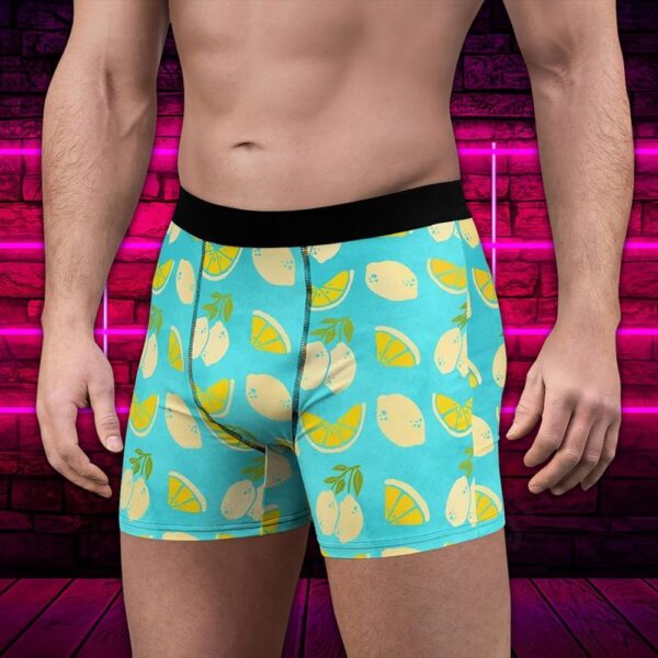 Men Boxer, Lemon Slices Pattern Print Summer Mens Underwear, Mens Valentines Day Gift