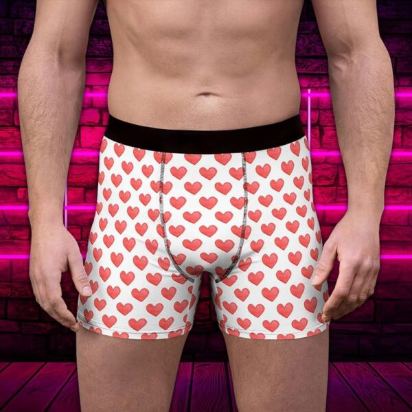 Men Boxer, Red Heart Pattern Mens Underwear, Valentine Mens Underpants