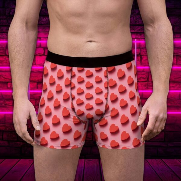Men Boxer, Red Heart Pattern Print Valentine Mens Boxer Underwear, Boyfriend Valentines Day Gift