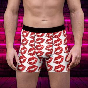 Men Boxer, Sexy Red Lips Pattern Valentine…