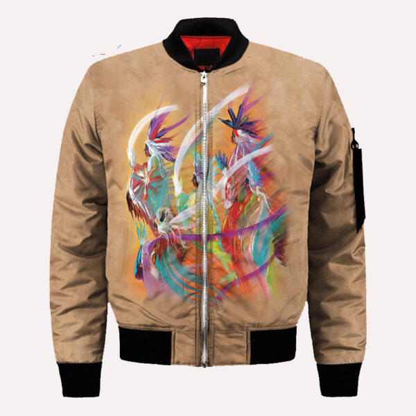 Native American Jacket, Rainbow Dance Native American 3D All Over Printed Bomber Jacket