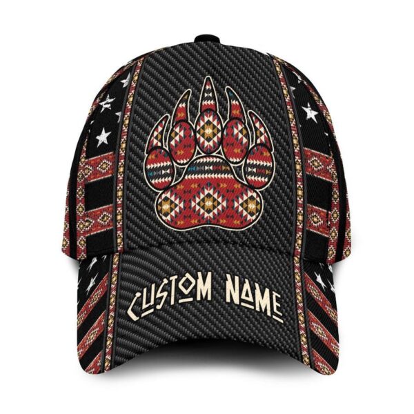 Native American Baseball Cap, Custom Name Bear’r Paw Brocade Native American BaseBall Cap, Native American Hat