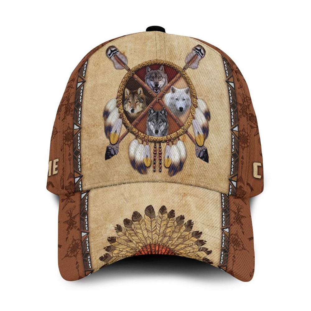 Native American Baseball Cap, Custom Name Dreamcatcher Native American All Over Printed Baseball Cap, Native American Hat