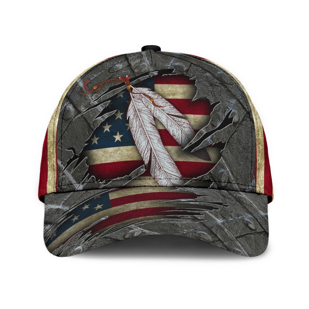 Native American Baseball Cap, Feather Flags Native American Baseball Cap, Native American Hat
