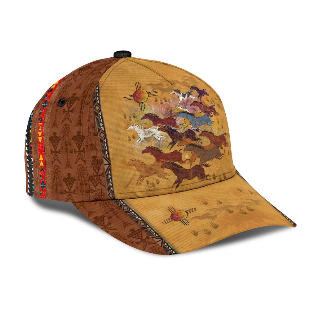 Native American Baseball Cap, Herd Of hHorses Native American Baseball Cap, Native American Hat