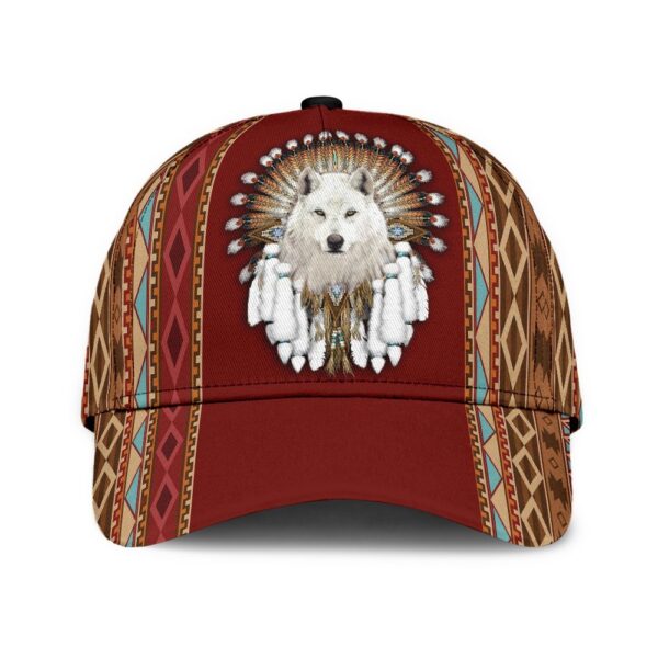 Native American Baseball Cap, White Wolf Native American Baseball Cap, Native American Hat