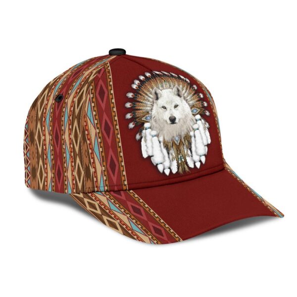 Native American Baseball Cap, White Wolf Native American Baseball Cap, Native American Hat