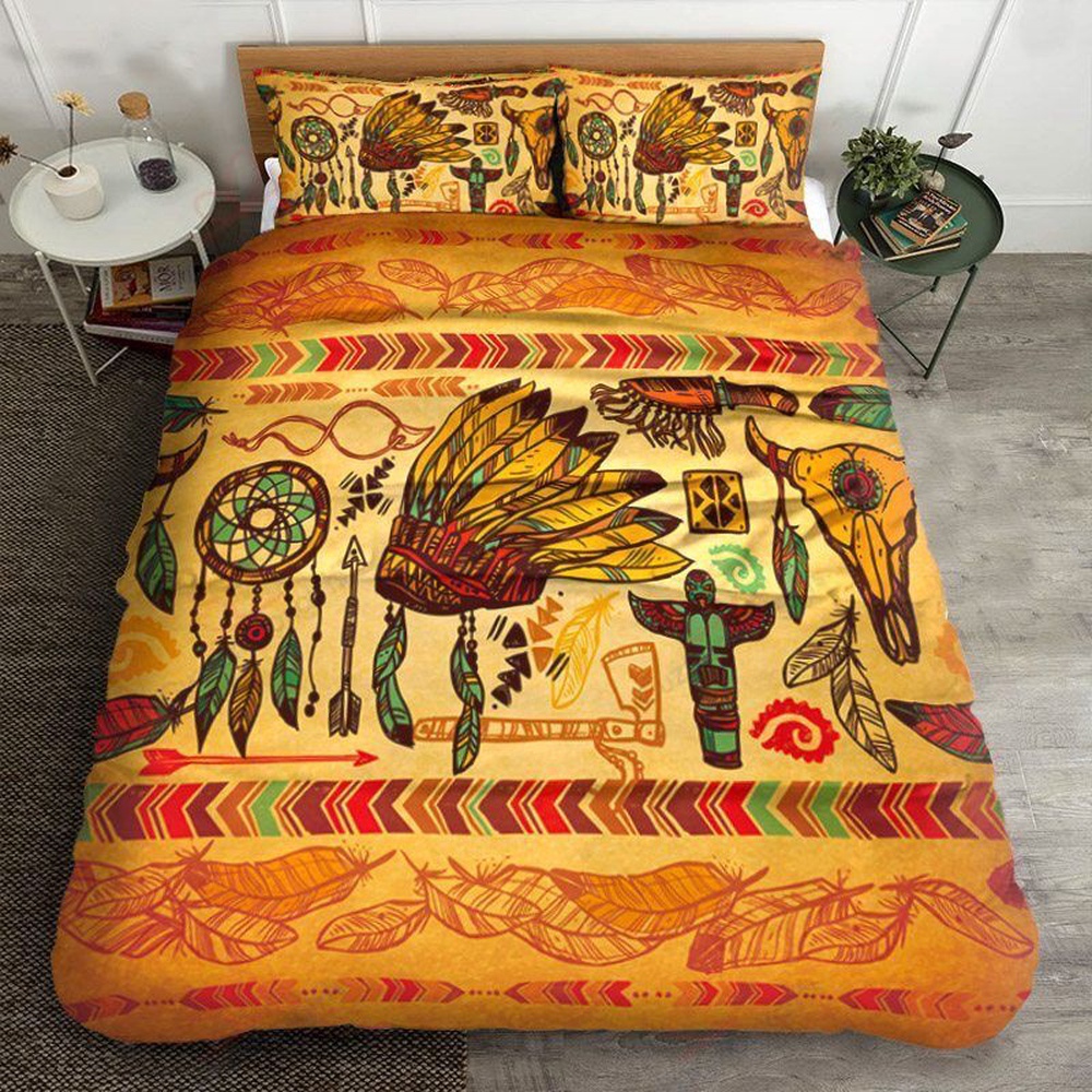 Native American Bedding Set, Ancient Objects Native American Bedding Set, Native Bed Set