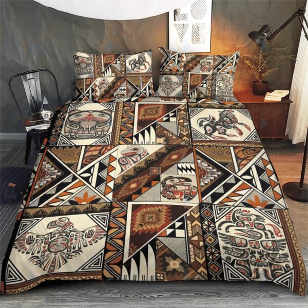 Native American Bedding Set, Animals Pattern Native American Bedding Set, Native Bed Set
