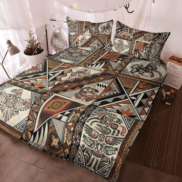 Native American Bedding Set, Animals Pattern Native American Bedding Set, Native Bed Set