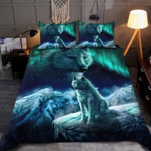 Native American Bedding Set, Aurora Wolf Native…