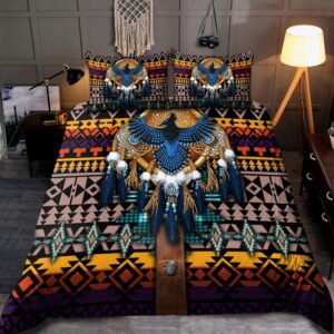 Native American Bedding Set, Beaded Bird Motifs…
