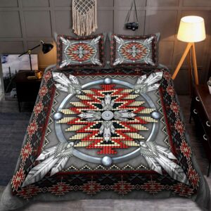 Native American Bedding Set, Beading Grey Pattern…