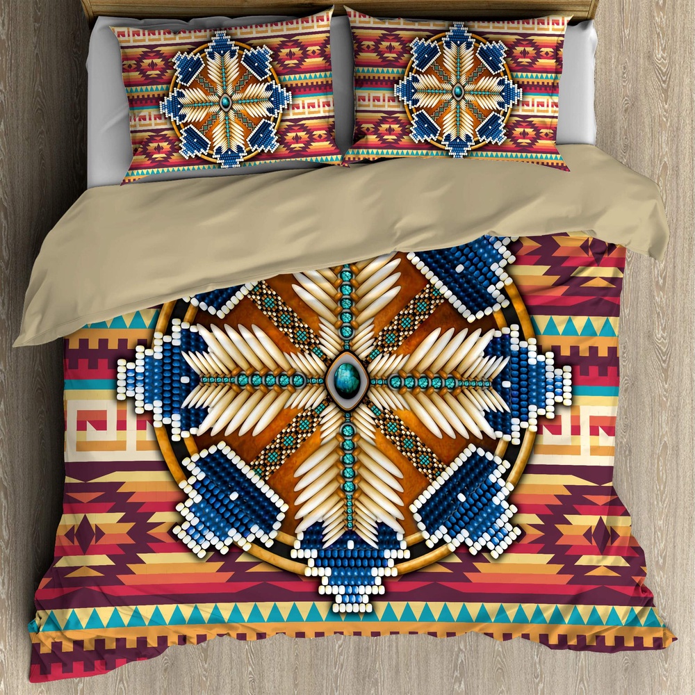 Native American Bedding Set, Beading Pattern Native American Bedding Set, Native Bed Set