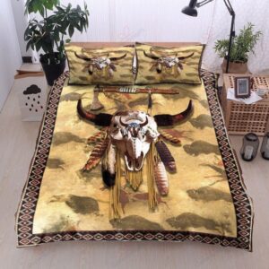 Native American Bedding Set, Bison Skull Native…