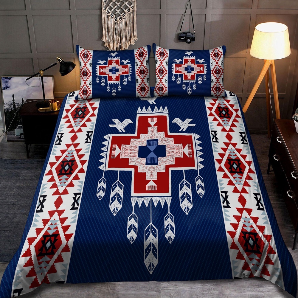 Native American Bedding Set, Brocade Motifs Native American All Over Printed Bedding Set, Native Bed Set