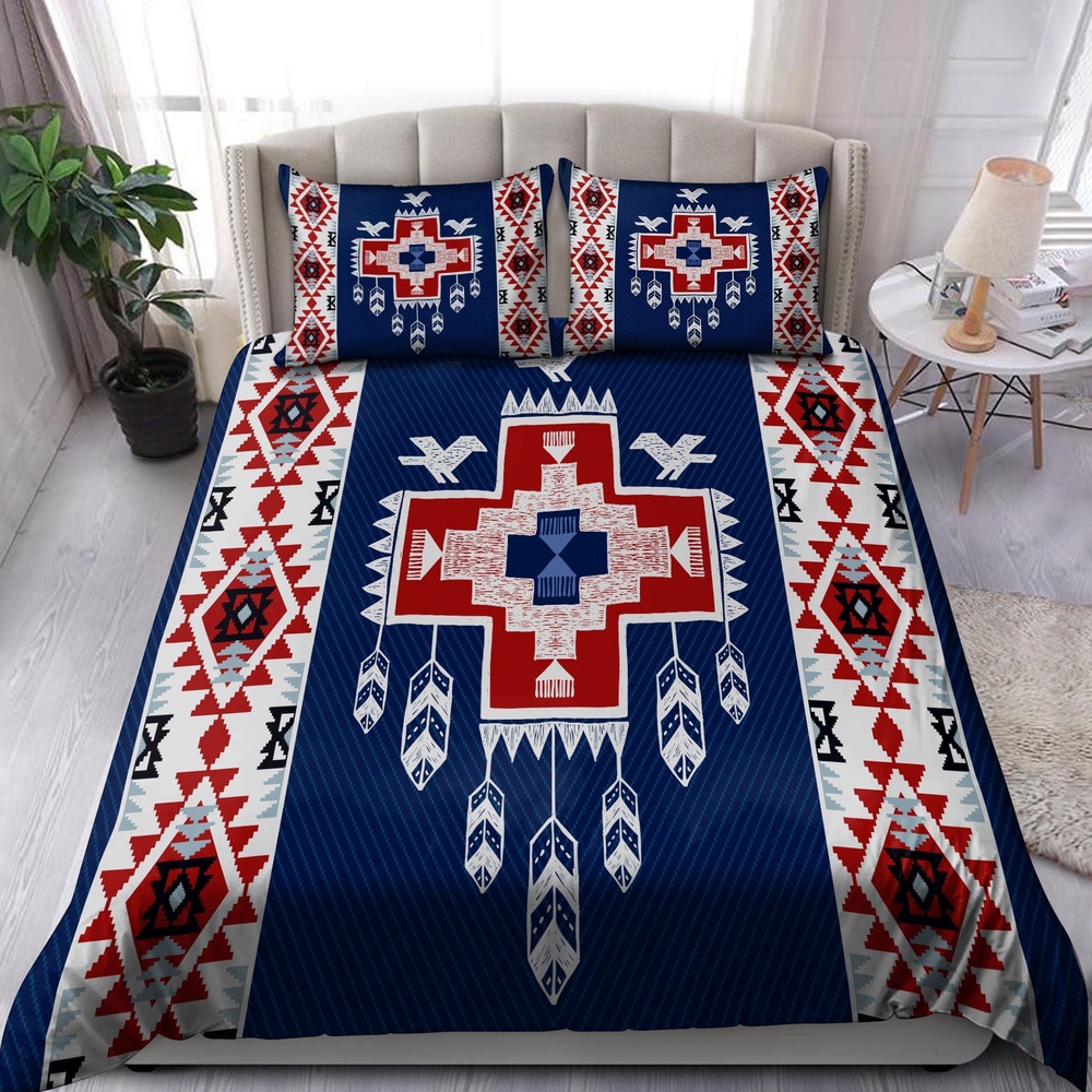 Native American Bedding Set, Brocade Motifs Native American All Over Printed Bedding Set, Native Bed Set