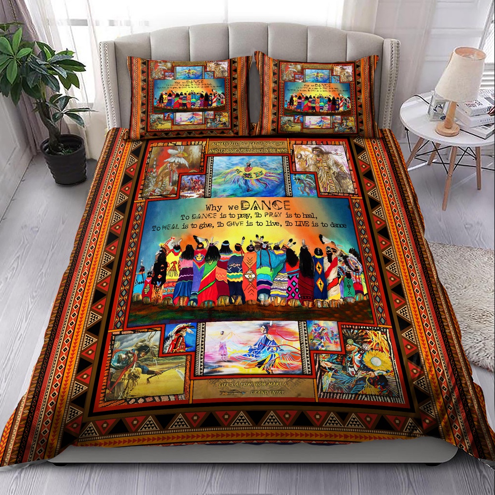 Native American Bedding Set, Daily Life Motifs Native American Bedding Set, Native Bed Set