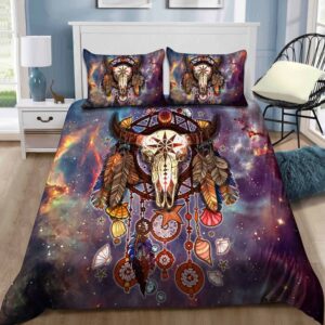 Native American Bedding Set Dreamcatcher Skull Bison Native American Bedding Set Native Bed Set 3 lr4yvp.jpg