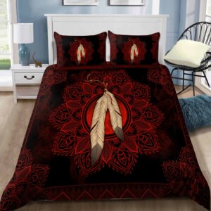 Native American Bedding Set Feather Flower Native American Bedding Set Native Bed Set 3 lsgv9i.jpg