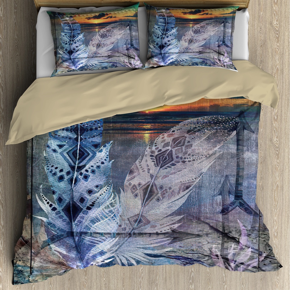 Native American Bedding Set, Feather Pattern Native American Bedding Set, Native Bed Set Native American Bedding Set, Feather Pattern Native American Bedding Set, Native Bed Set