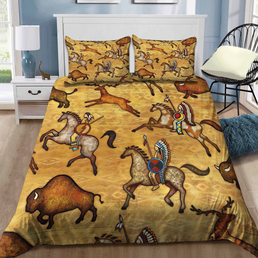 Native American Bedding Set, Horse Bison Native American Bedding Set, Native Bed Set Native American Bedding Set, Horse Bison Native American Bedding Set, Native Bed Set