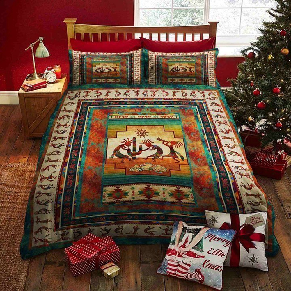 Native American Bedding Set, Kokopelli Totems Native American Bedding Set, Native Bed Set