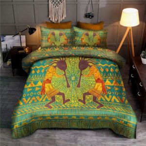 Native American Bedding Set, Kokopelli Yellow Pattern…