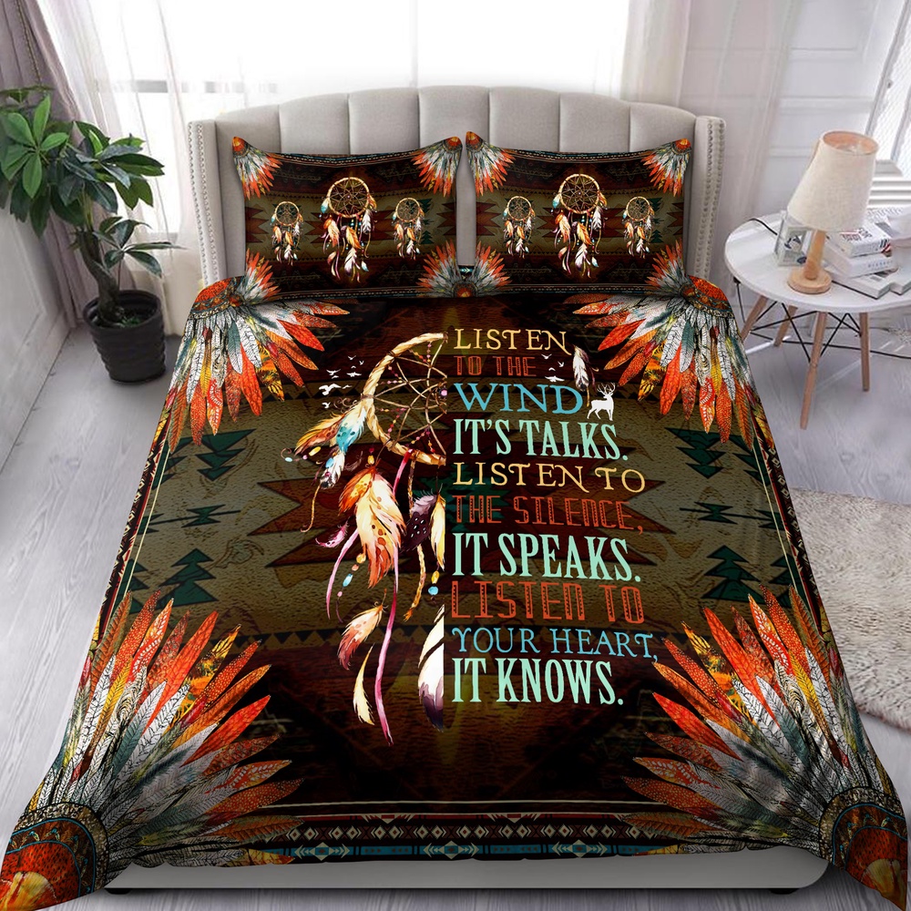 Native American Bedding Set, Listen To The Wind Native American Bedding Set, Native Bed Set