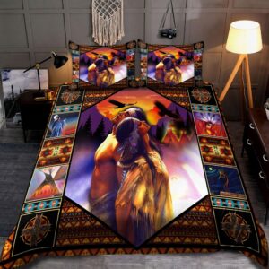 Native American Bedding Set, Man And Girl…
