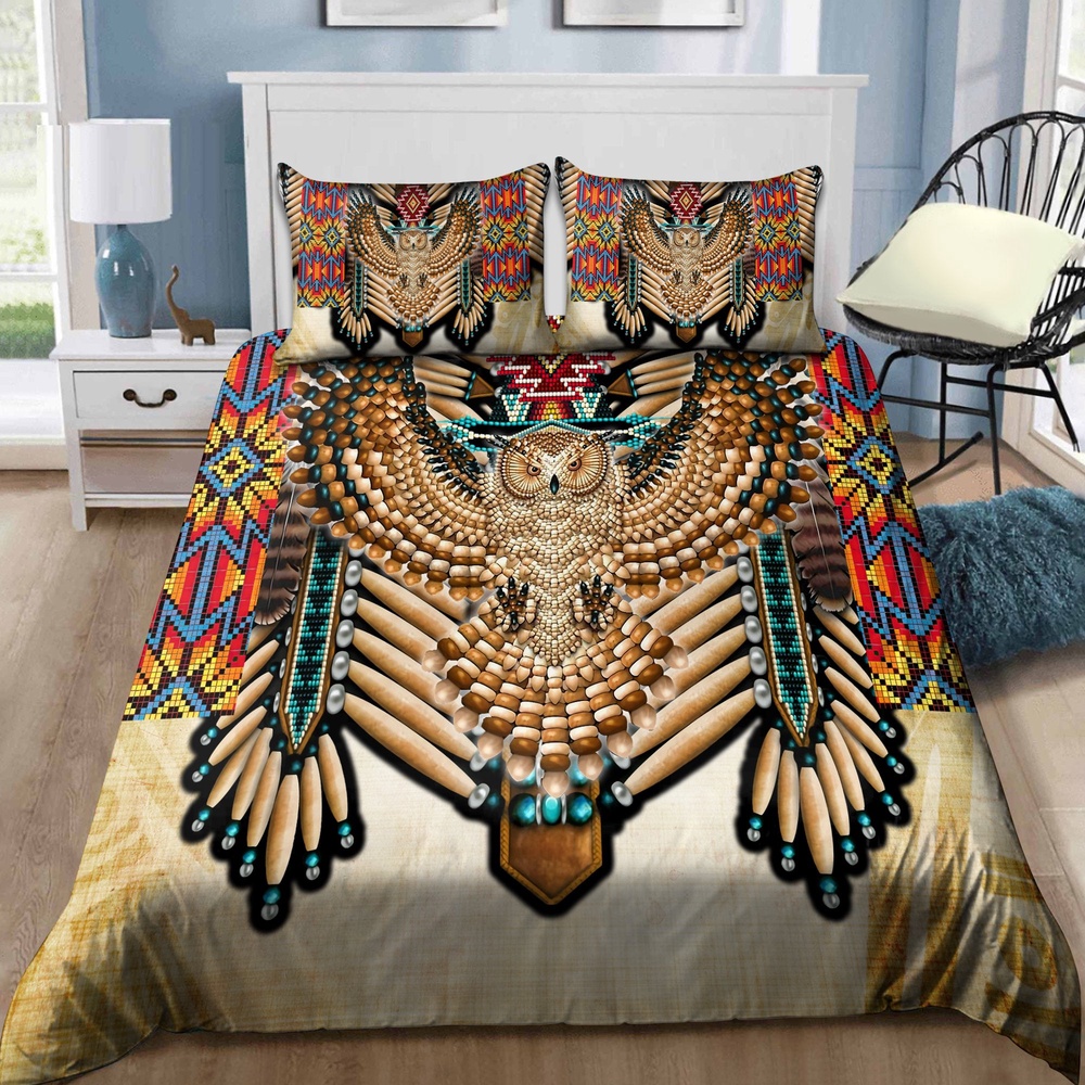 Native American Bedding Set, Owl Beading Pattern Native American Bedding Set, Native Bed Set Native American Bedding Set, Owl Beading Pattern Native American Bedding Set, Native Bed Set
