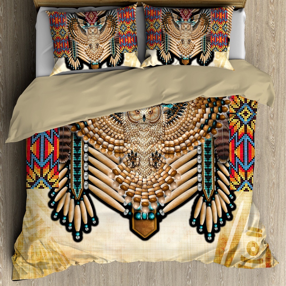 Native American Bedding Set, Owl Beading Pattern Native American Bedding Set, Native Bed Set Native American Bedding Set, Owl Beading Pattern Native American Bedding Set, Native Bed Set