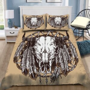 Native American Bedding Set, Skull Feather Native…