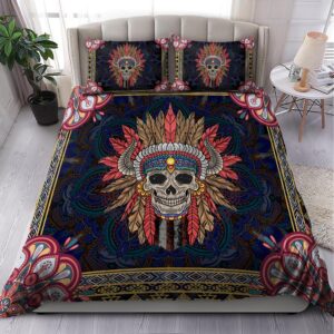 Native American Bedding Set, Skull Flower Pattern…