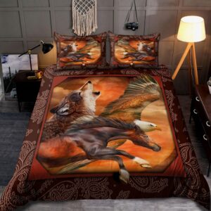 Native American Bedding Set, Steppe Animals Native…