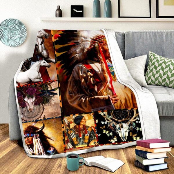 Native American Blanket, 3D Pairing Fleece Blanket, Native Blankets