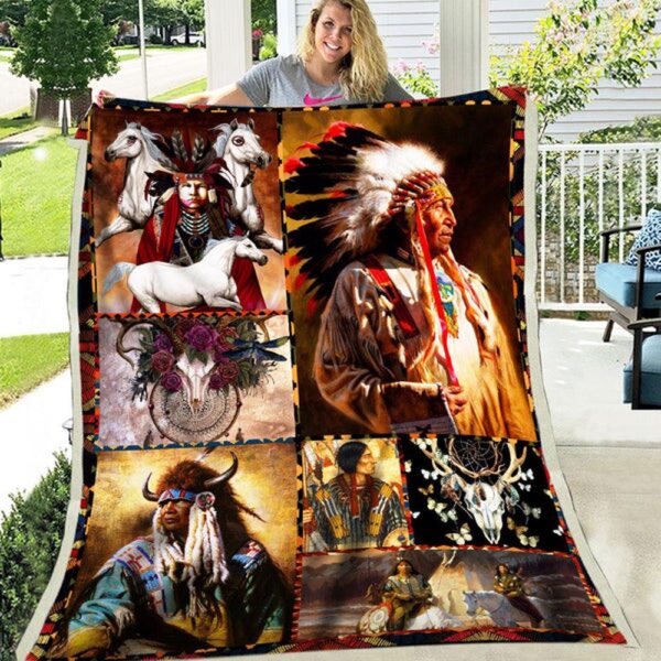 Native American Blanket, 3D Pairing Fleece Blanket, Native Blankets