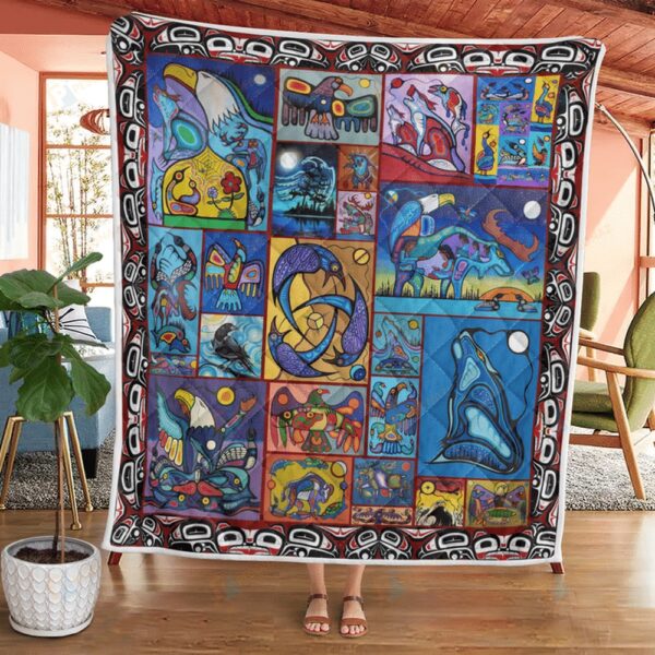 Native American Blanket, Artistic Native American All Over Printed Blanket, Native Blankets