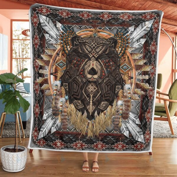 Native American Blanket, Bear Dreamcatcher Native American All Over Printed Blanket, Native Blankets