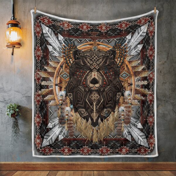 Native American Blanket, Bear Dreamcatcher Native American All Over Printed Blanket, Native Blankets