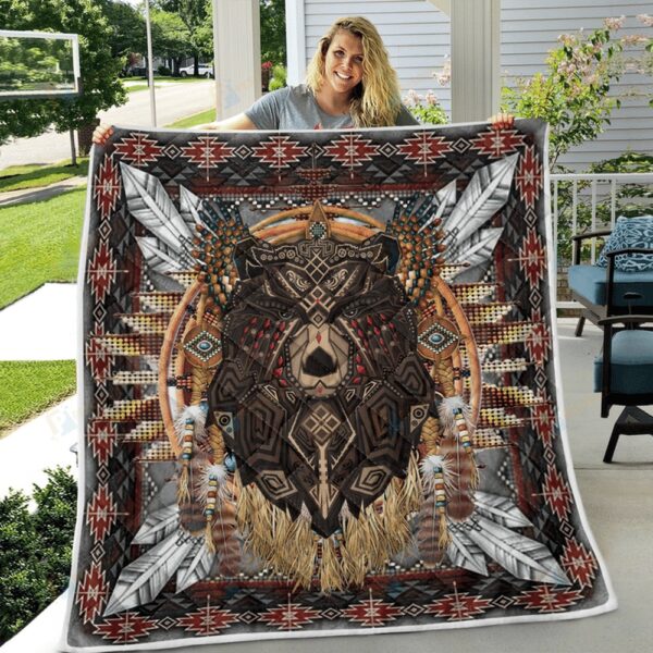 Native American Blanket, Bear Dreamcatcher Native American All Over Printed Blanket, Native Blankets