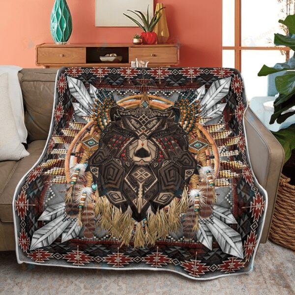 Native American Blanket, Bear Dreamcatcher Native American All Over Printed Blanket, Native Blankets