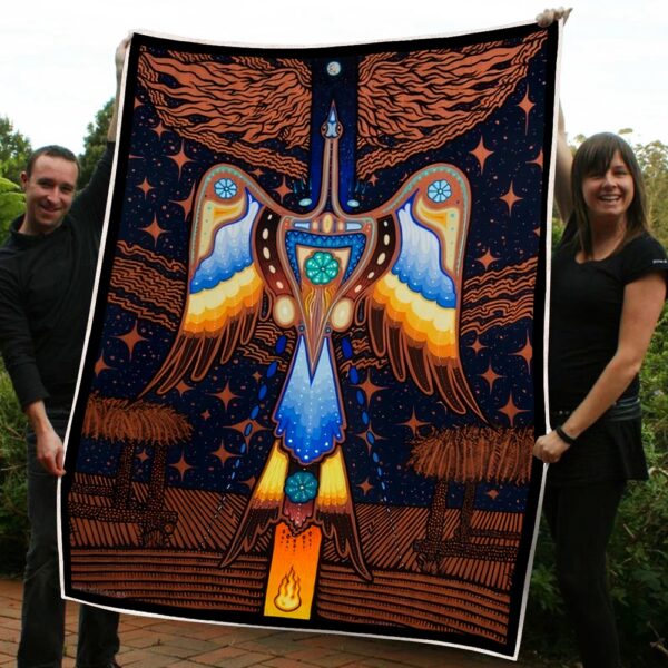 Native American Blanket, Bird Pattern Native American All Over Printed Blanket, Native Blankets