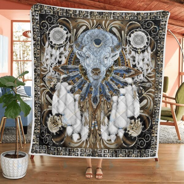 Native American Blanket, Bison Dreamcatcher Native American All Over Printed Blanket, Native Blankets