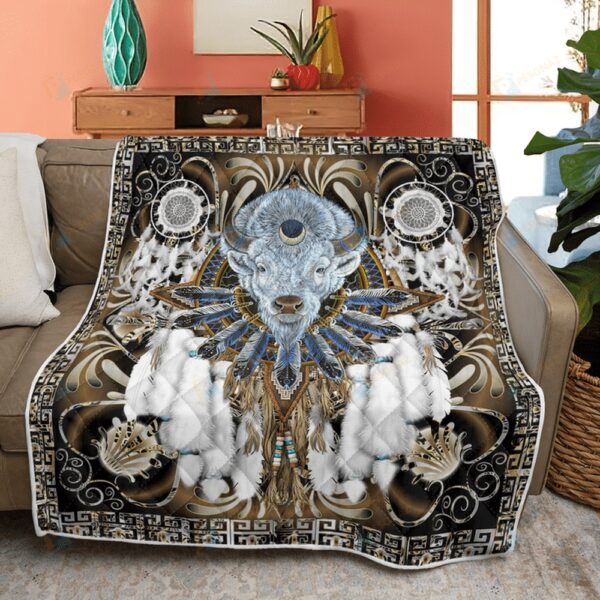 Native American Blanket, Bison Dreamcatcher Native American All Over Printed Blanket, Native Blankets