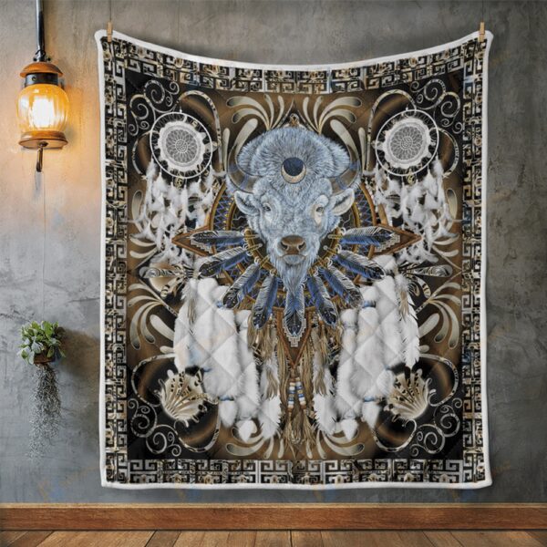 Native American Blanket, Bison Dreamcatcher Native American All Over Printed Blanket, Native Blankets