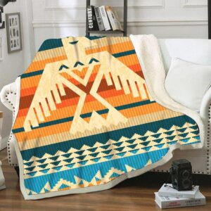 Native American Blanket, Border Pattern Fleece Blanket,…