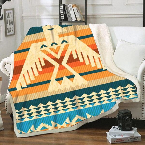 Native American Blanket, Border Pattern Fleece Blanket, Native Blankets