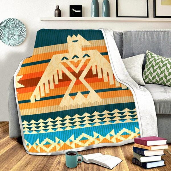 Native American Blanket, Border Pattern Fleece Blanket, Native Blankets